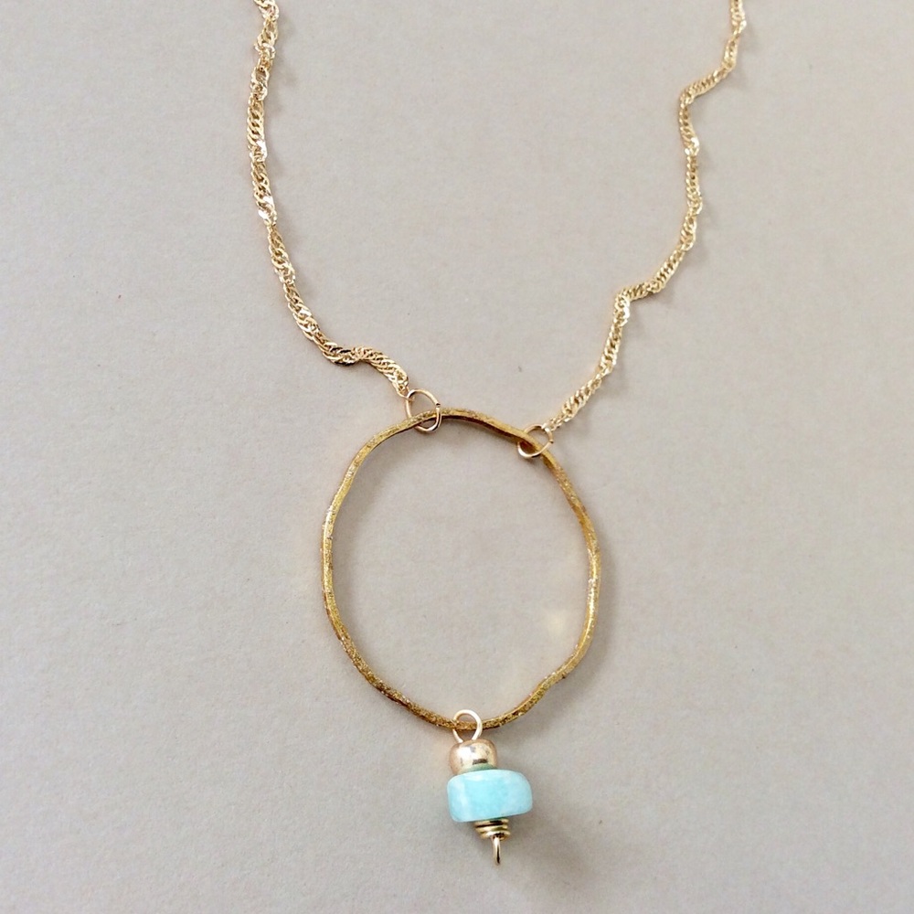 New gold plated natural amazonite Necklace